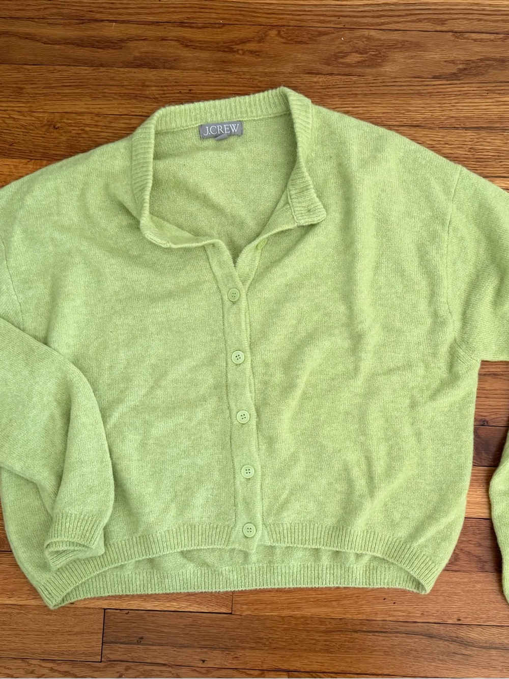 J. Crew Lime-Green Button Front Sweater Cardigan